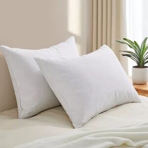 Unikome 2 Pack 100% Cotton Goose Down Feather Standard Pillows Hotel Quality
